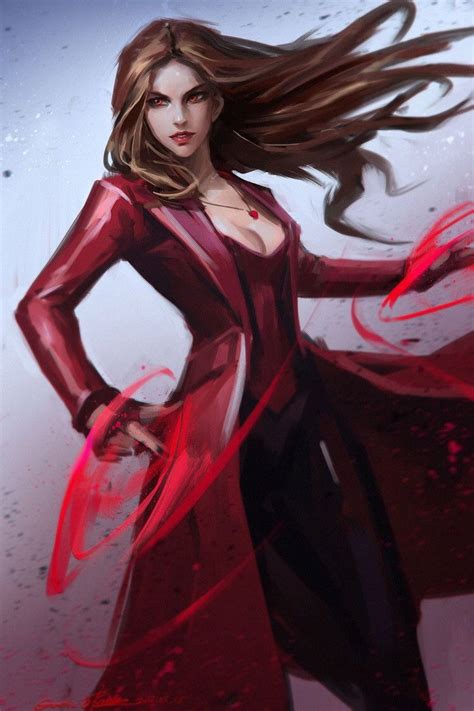 Artstation Scarlet Witch（speed Painting） Qichao Wang Aлая ведьма