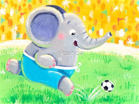 Football Player Rondy The Elephant Playing Soccer By Oksancia