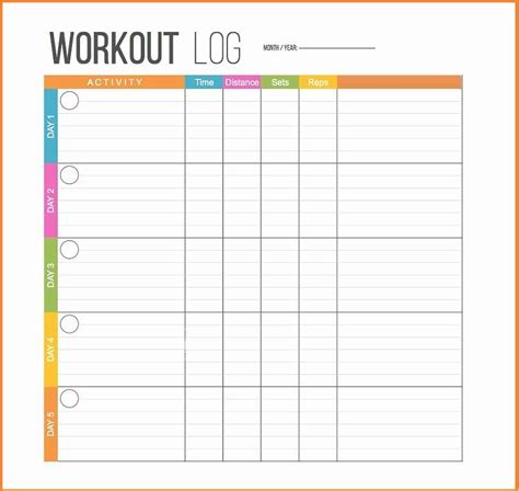 Workout Calendar Template Pdf