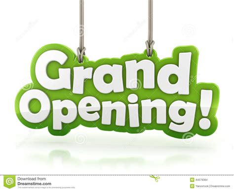 Grand Opening Text Hanging On White Background Stock Illustration