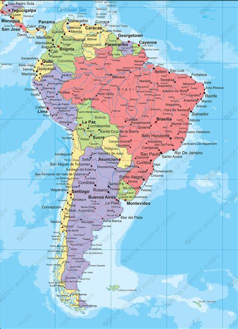 A Political Map Of South America Map Of World