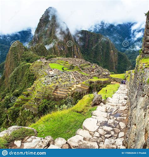 Machu Picchu Panoramic View Of Peruvian Incan Town Stock Photo Image