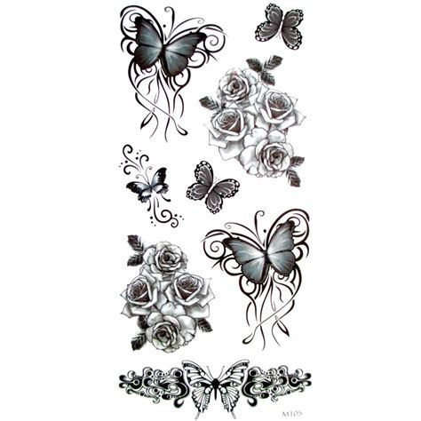 3 Pcs 3d Black Butterfly Tattoo Sex Products Temporary Tattoo For Man Woman Waterproof Stickers