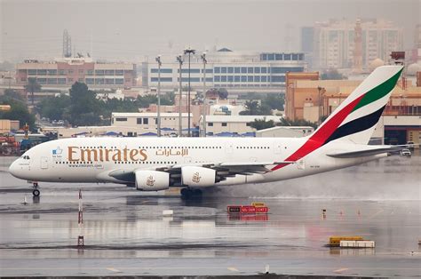 Emirates Airbus A380 Wet Taxiing At Dubai Airport Aeronefnet