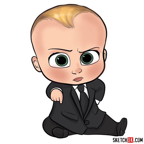 How To Draw The Boss Baby In A Formal Suit Sketchok Easy Drawing Guides