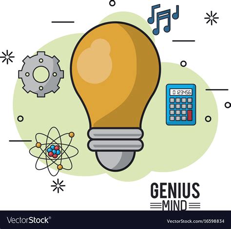 Colorful Poster Of Genius Mind With Light Bulb Vector Image
