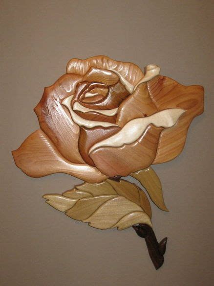 Intarsia Rose Woodworking Art