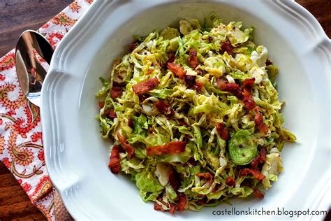 Castellons Kitchen Wilted Brussels Sprout Salad With Warm Bacon Dressing