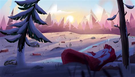Winter forest illustration on Behance
