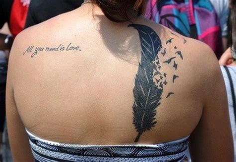 64 Classy Feather Tattoos For Back Tattoo Designs