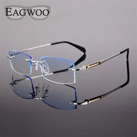 titanium eyeglasses men rimless prescription reading photochromic progressive glasses frameless