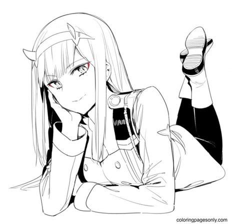 Zero Two Darling In The Franxx Anime Coloring Pages Zero Two Coloring Sexiezpicz Web Porn