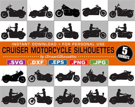 48 Cruiser Motorcycle Silhouette Clip Art Images 5 Formats