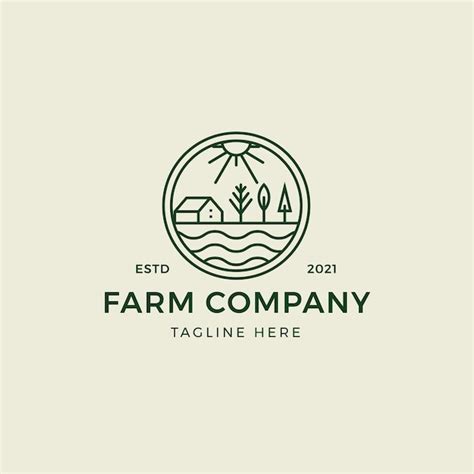 Premium Vector Green Farm Monoline Logo Template