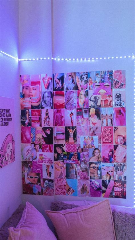 boujee pink aesthetic wall collage kit y2k photo wall trendy room decor retro wall collage