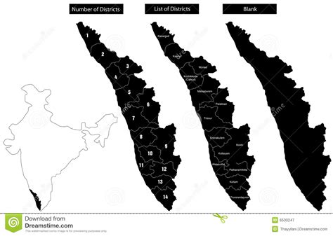 Travel to kerala tourism destinations hotels transport. Map of Kerala stock vector. Illustration of pathanamthitta - 6530247