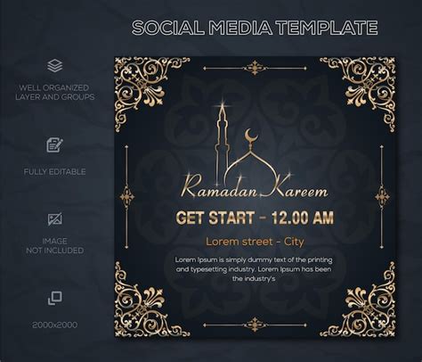 Premium Vector Realistic Luxury Golden Ramadan Mubarak Banner And