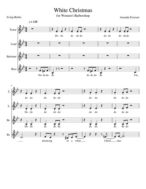 This sheet music features an arrangement for piano and voice with guitar chord frames, with the melody presented in the right hand of the piano part, as well as in the vocal line. White Christmas sheet music for Piano download free in PDF or MIDI