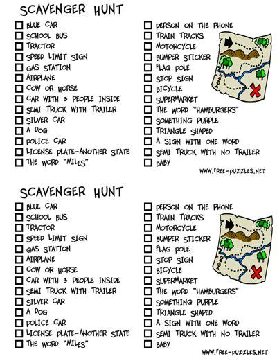 Great for young children, and older ones, too! Road+Trip+Scavenger+Hunt+List | Road trip scavenger hunt, Road trip, Scavenger hunt