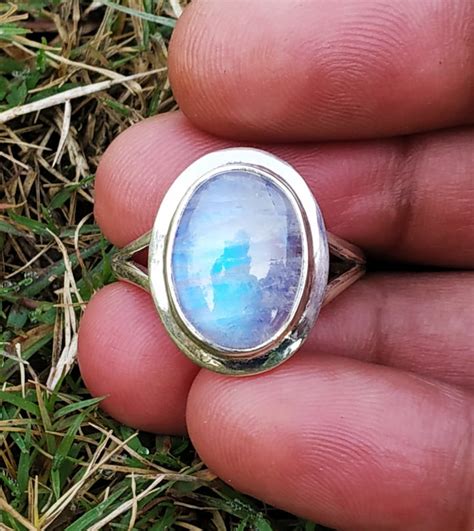 Moonstone Ring 925 Silver Ring Promise Ring Healing Crystal Etsy