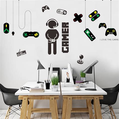 Game Wall Stickers Gaming Controller Joystick Playroom Creative Game