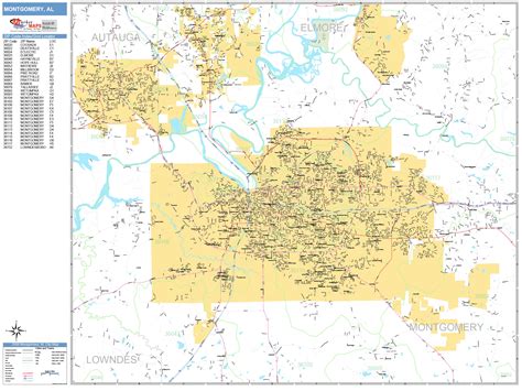 Montgomery Alabama Wall Map Basic Style By Marketmaps