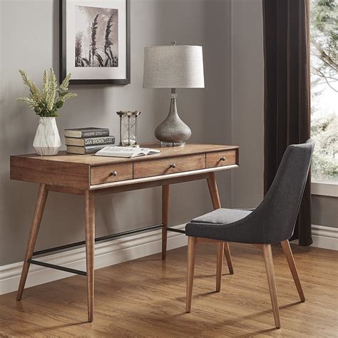 Baxton studio anjou french accent writing desk sale $74.89. Aksel Brown Wood 3-Drawer Writing Desk - Wooden-It-Be-Nice