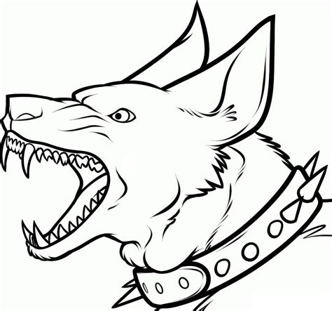 Scary Dog With Sharp Teeth Coloring Page Free Printable Coloring