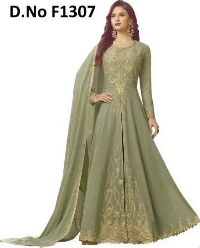 Yoyo Fashion Semi Stitched Latest Fancy Faux Georgette Embroidered Anarkali Salwar Suit F1307 At