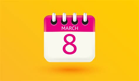 March 8 Calendar Icon International Womens Day Card Number Shaped As