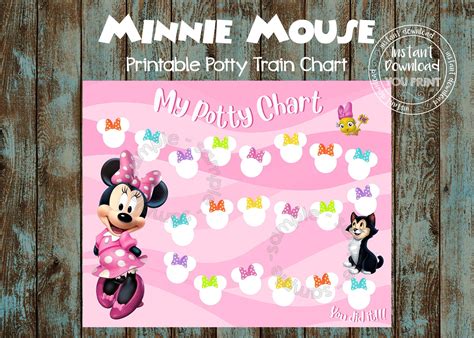 Printable Potty Training Chart Minnie Mouse Potty Training Etsy