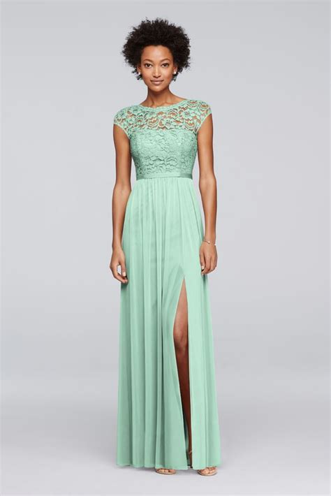 Long Bridesmaid Dress With Lace Bodice Mint Green 4 Davids