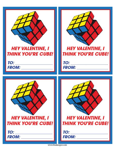 Rubiks Cube Valentines Cards Printable It Is A Keeper