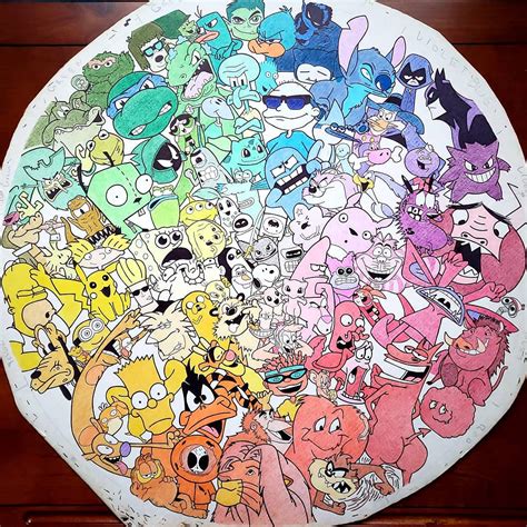 Cartoon Characters Drawing With Color Fictional Cartoon Characters