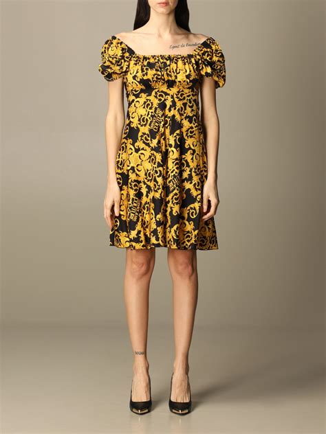 Versace Jeans Couture Short Dress With Baroque Pattern Black