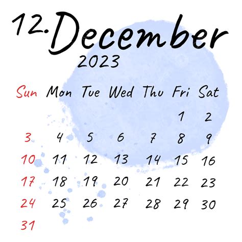 Calendario Diciembre 2023 Png Diciembre Calendario 2023 Png Y Psd