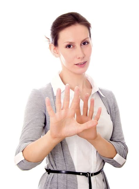 Woman Gesture Refusal Isolated White Stock Photo Image Of Background White