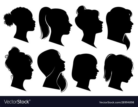 Woman Heads In Profile Beautiful Female Faces Vector Image