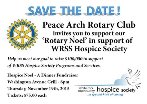Save The Date Hospice Noel Peace Arch Hospice Society