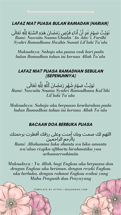 Niat Puasa Dan Doa Buka Puasa 2021 Ramadhan
