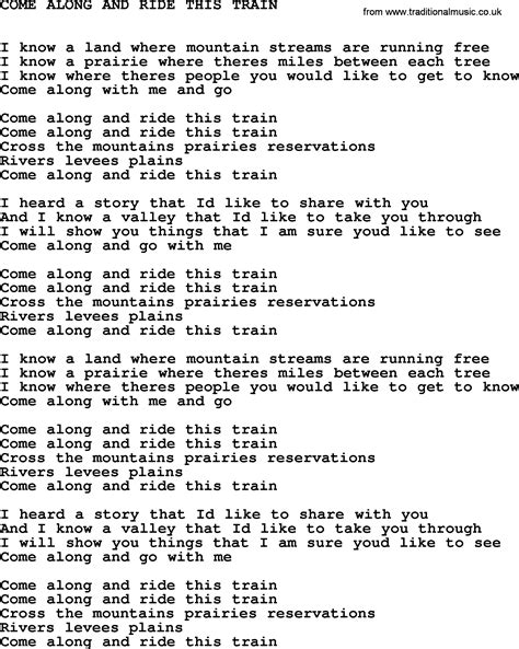 Johnny Cash Song Come Along And Ride This Train Lyrics