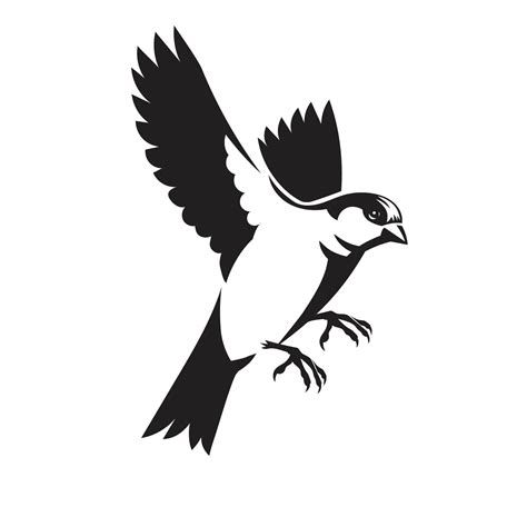 Sparrow Bird Flying Vector Black And White Color 14911369 Vector Art At