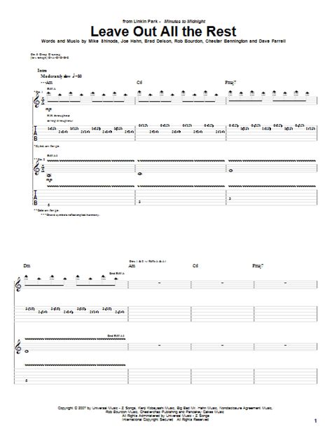 Leave Out All The Rest By Linkin Park Guitar Tab Guitar Instructor