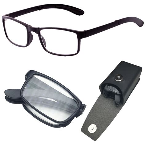 Compact Folding Reading Glasses Foldable Reader Snap With Hard Carry Case Included Black 2 25