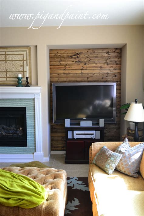 None of the photos on this blog are mine, unless noted. Wood Plank TV Nook | Tv nook, Home, Living room tv