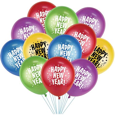 New Years Eve Happy New Year Balloon Multicolours 12 Pack Woolworths