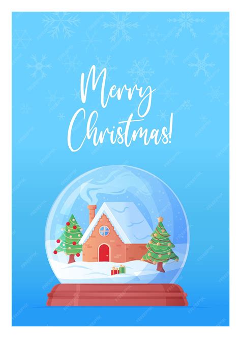 Premium Vector Cute Cozy Merry Christmas Blue Greeting Card With