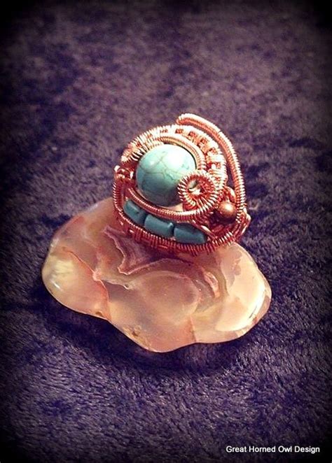 Items Similar To Wire Wrapped Turquoise And Howlite Ring In Copper On Etsy