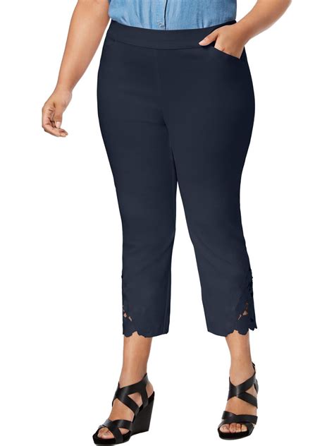 INC Womens Plus Solid Lace Hem Capri Pants Walmart Com