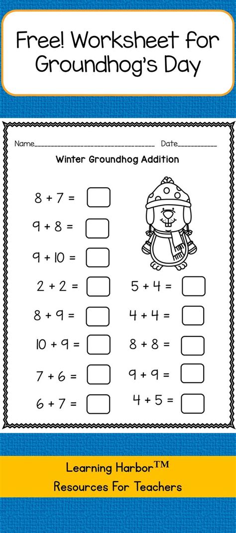 groundhog day mixed addition  subtraction   worksheet
